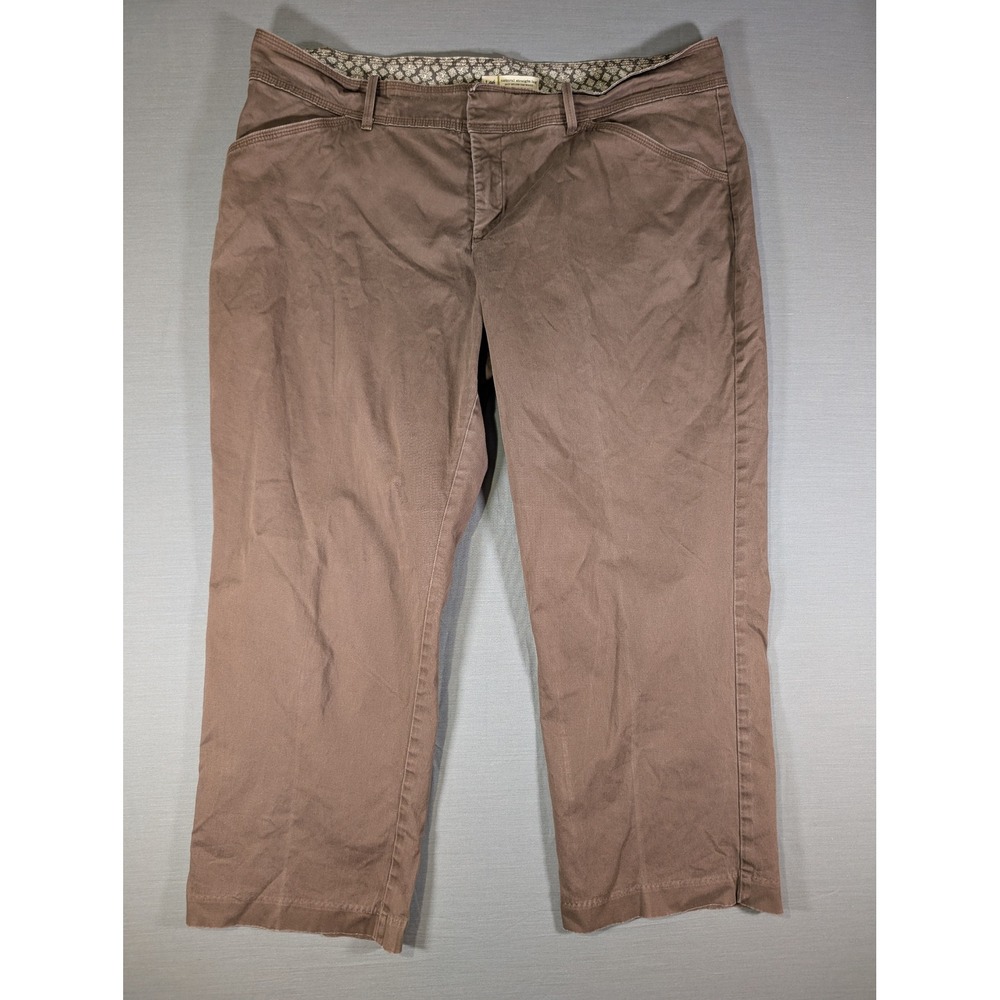 Lee Natural Straight Leg Brown Pants Womens 20W Petite Cotton Blend Stretch